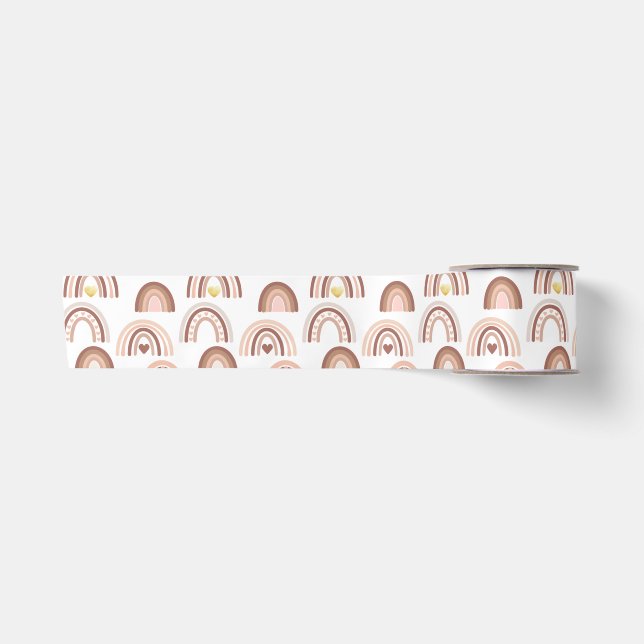 Ruban En Satin Arc-en-ciel rose beige (Devant)