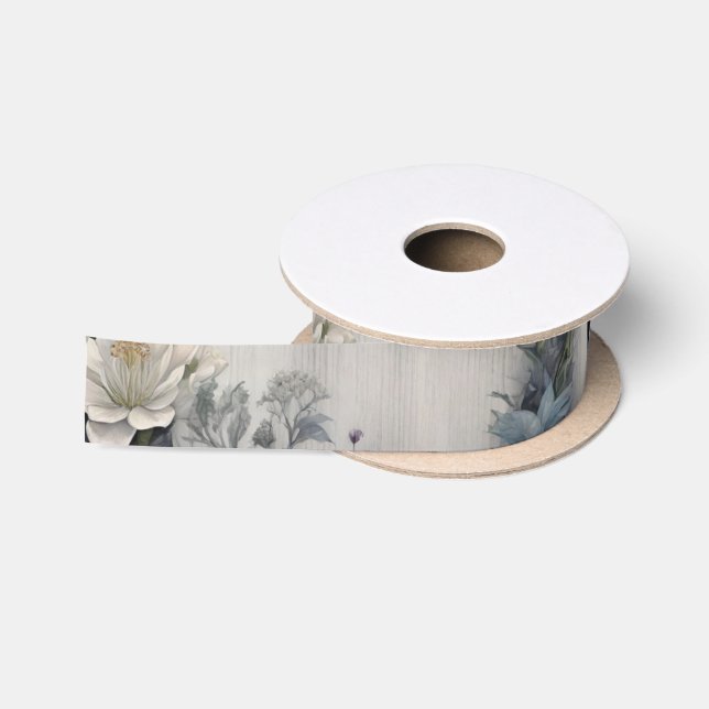 Ruban En Satin Arc floral blanc gothique Pagan (Bobine)