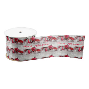Ruban En Satin Argent Et Rouge Joyeux Noël