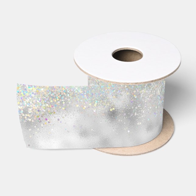 Ruban En Satin argent étincelant mignon ruban satin parties scint (Bobine)