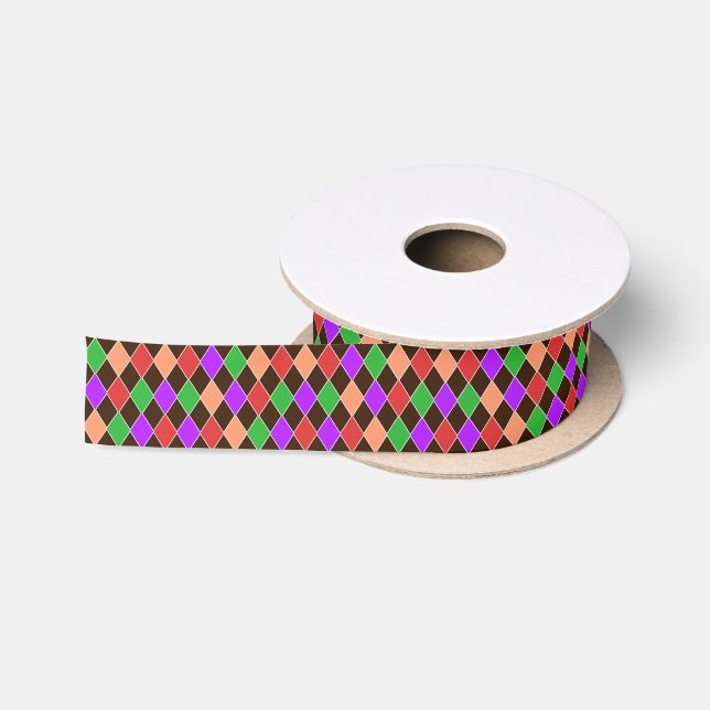 Ruban En Satin Arlequin Arlequin aux couleurs d'automne (Bobine)