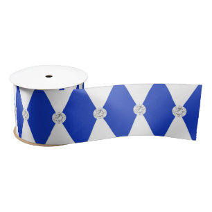 Ruban En Satin Arlequin bleu Diamant forme géométrique