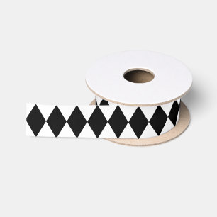 Ruban En Satin Arlequin noir et blanc