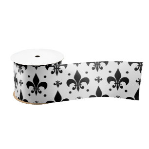 Ruban En Satin Arrière - plan blanc Fleur-de-lis Motif design