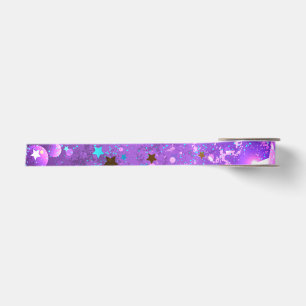 Ruban En Satin Arrière - plan de feuille violet avec étoiles