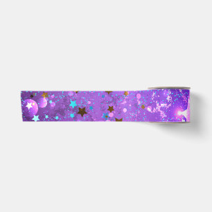 Ruban En Satin Arrière - plan de feuille violet avec étoiles