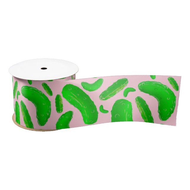 Ruban En Satin Arrière - plan rose des sachets verts (Bobine)