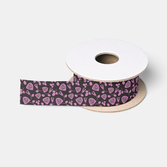 Ruban En Satin Arrière - plan rose floral (Bobine)