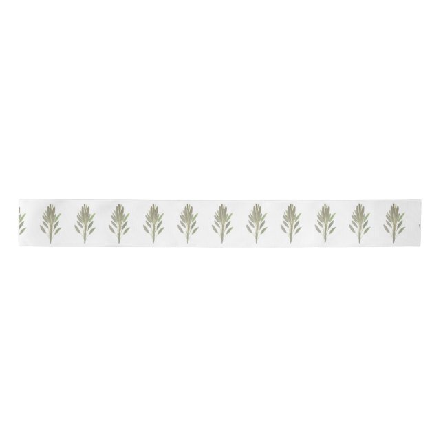 Ruban En Satin Arrosage herbe botanique plante verdure aquarelle (Devant)