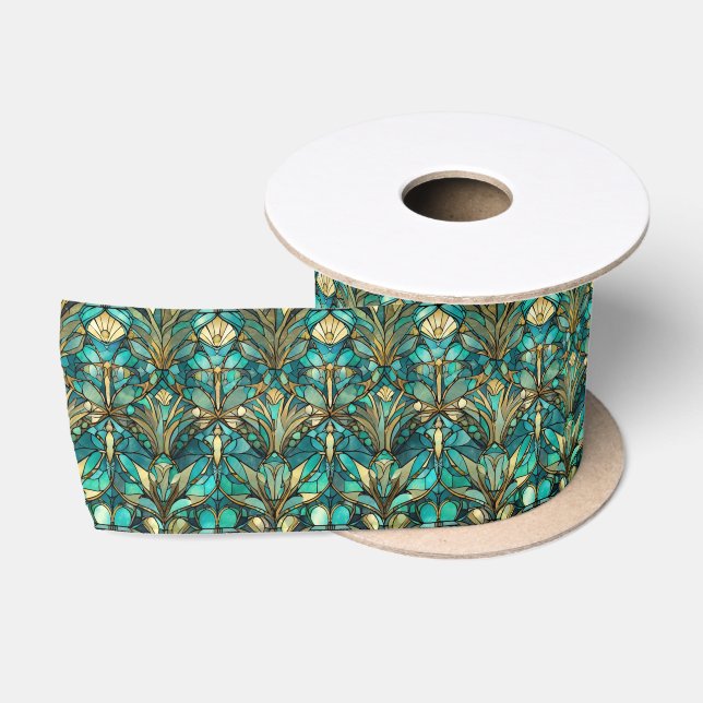 Ruban En Satin Art Nouveau Botanical Floral (Bobine)