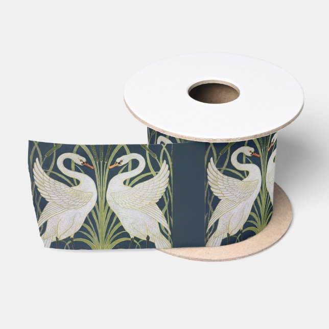 Ruban En Satin Art Nouveau Swan Deux Swans (Bobine)