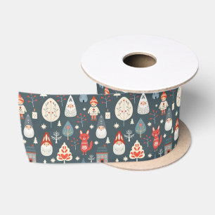 Ruban En Satin Art populaire scandinave avec génomes de Noël