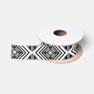 Ruban En Satin Art tribal noir et blanc