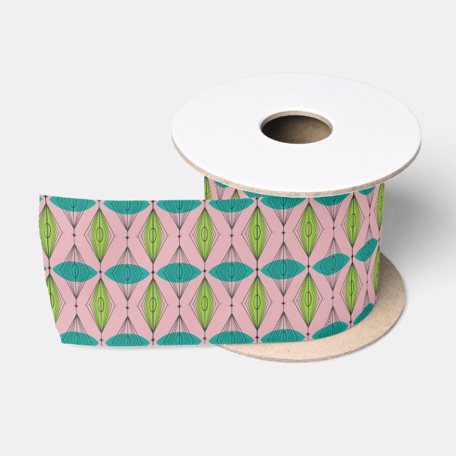 Ruban En Satin Atomic Pink Ogee et Starburst Satin Ribbon (Bobine)