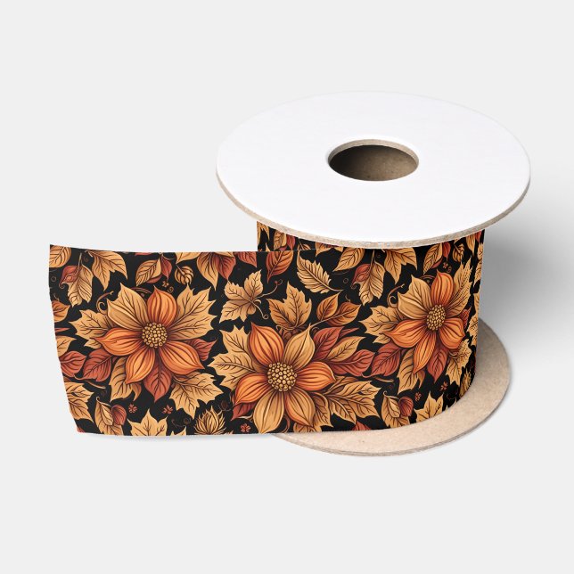 Ruban En Satin Automne Floral (Bobine)