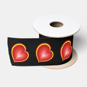 Ruban En Satin Avec beaucoup d'amour Rouge Coeurs Jaunes Fractal 