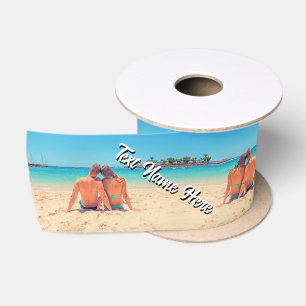 Ruban en satin avec photo personnalisée et texte