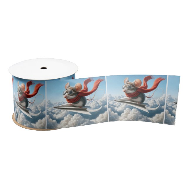 Ruban En Satin Aviateur Souris Piloter un avion en papier (Bobine)