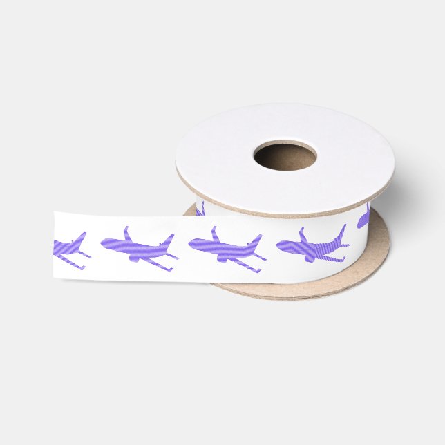 Ruban En Satin Avion - bandes - bleu et blanc (Bobine)