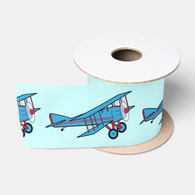 Ruban En Satin Avion : Biplan 3 pouces (Bobine)
