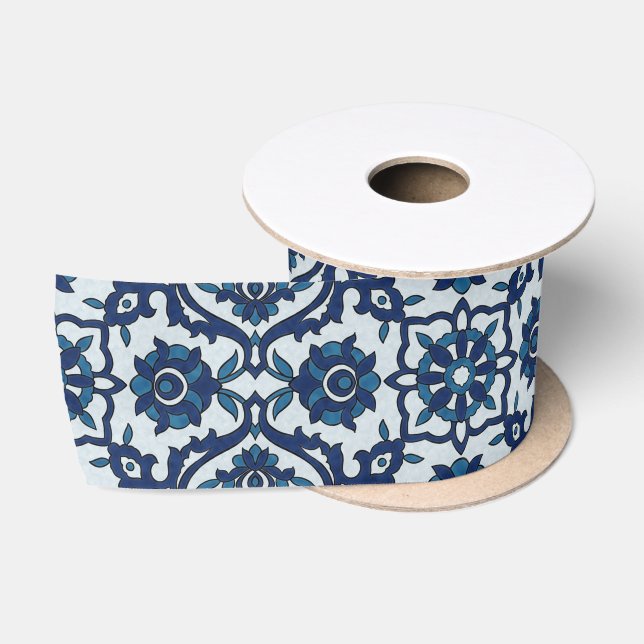 Ruban En Satin Azulejos Floral Carrelage Motif (Bobine)