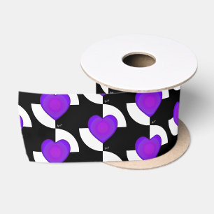 Ruban En Satin b&w Coeurs pourpres battants