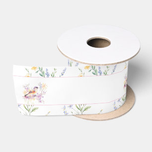 Ruban En Satin Baby shower aux oiseaux mignons de printemps