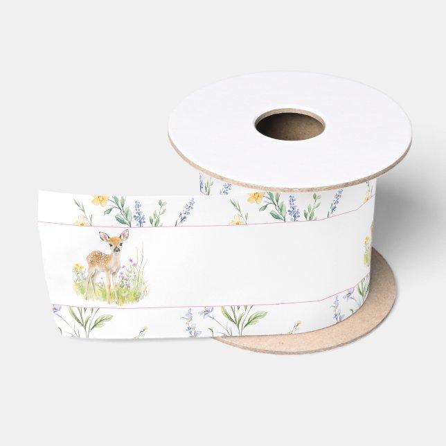 Ruban En Satin Baby shower de cerfs de printemps (Bobine)