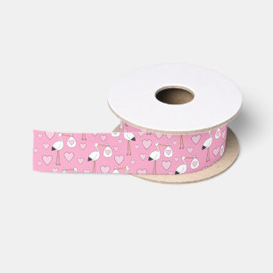 Ruban En Satin Baby shower de cigogne fille rose