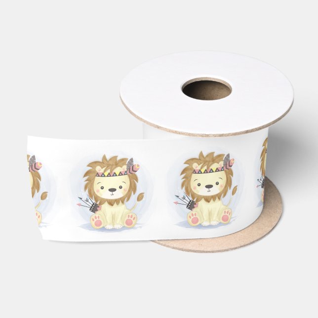 Ruban En Satin Baby shower de lion de Little Boho (Bobine)