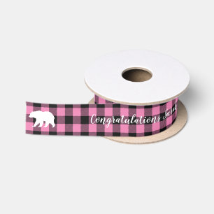 Ruban En Satin Baby shower d'ours rose