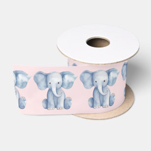 Ruban En Satin Baby shower mignon aquarelle bleu éléphant