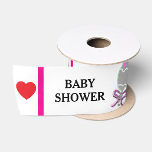 Ruban En Satin Baby Shower Rose Vert Hochets