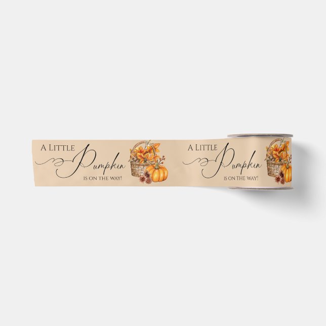 Ruban En Satin Baby shower rustique petit Citrouille confortable  (Devant)