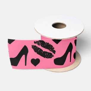 Ruban En Satin Baisers aux lèvres talons hauts noirs Maquillage F