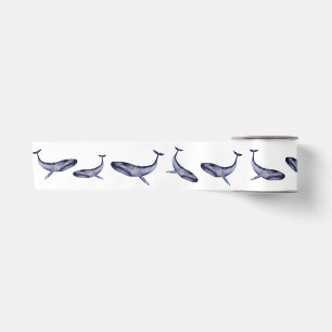 Ruban En Satin Baleine bleu aquarelle