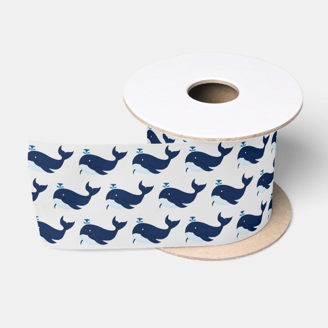 Ruban En Satin Baleine Bleue, Nautique (Bobine)
