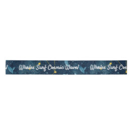 Ruban En Satin Baleines Surf Vagues cosmiques Design Constellatio