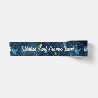 Ruban En Satin Baleines Surf Vagues cosmiques Design Constellatio