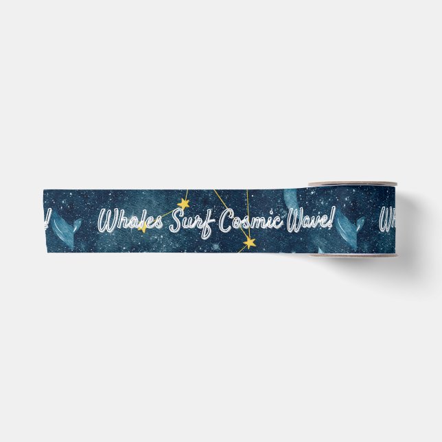 Ruban En Satin Baleines Surf Vagues cosmiques Design Constellatio (Devant)