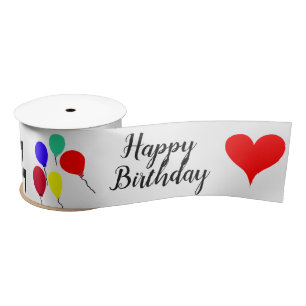 Ruban En Satin Ballons de naissance coeurs rouges