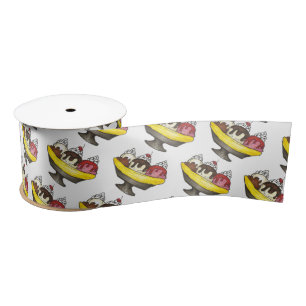 Ruban En Satin Banana Split Glace Sundae Trois Scoops Foin