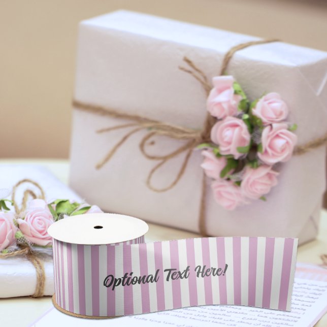 Ruban En Satin Bande de bonbons rose et blanc avec texte personna (Créateur téléchargé)