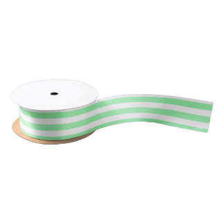 Ruban En Satin Bandes de bonbons vertes et blanches