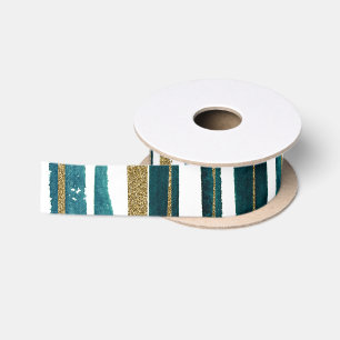 Ruban En Satin Bandes de paillettes vertes et dorées 