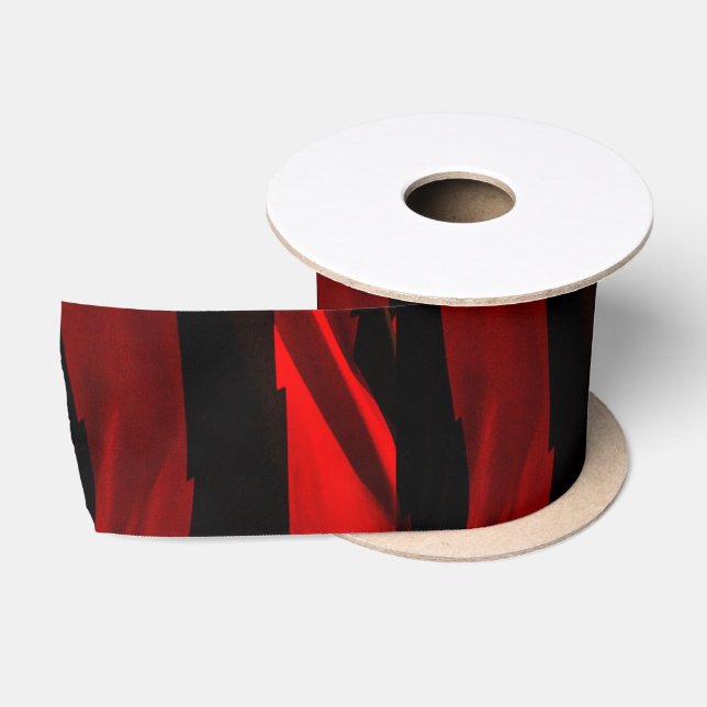 Ruban En Satin Bandes dentelées rouge et noir (Bobine)