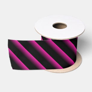 Ruban En Satin Bandes diagonales en noir et rose chaud