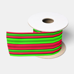 Ruban En Satin Bandes horizontales vertes et rouges