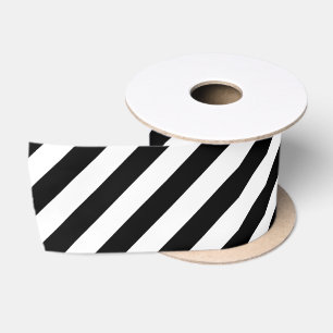 Ruban En Satin Bandes Noires Et Blanches