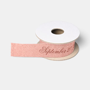 Ruban En Satin Baptême Fille Rose Or Élégante Calligraphie